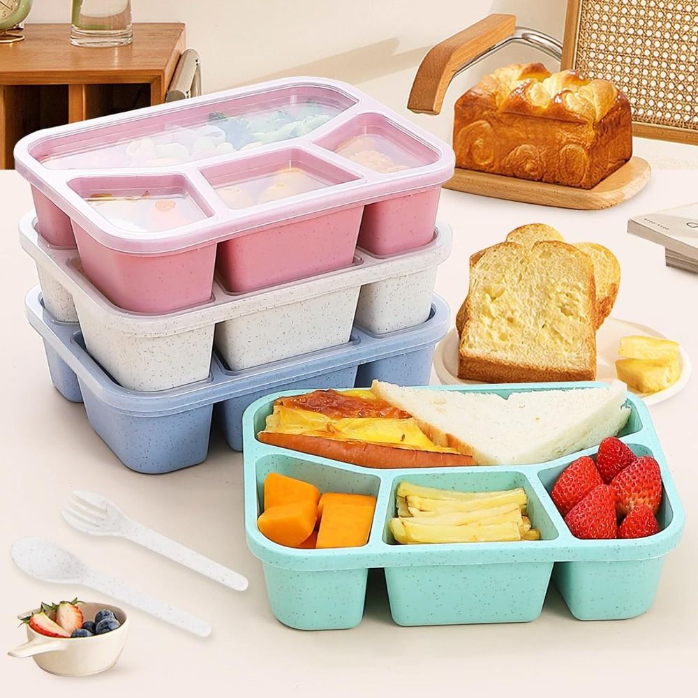 Meal Prep Ideas - 4 Compartments Kids Bento Box Reusable