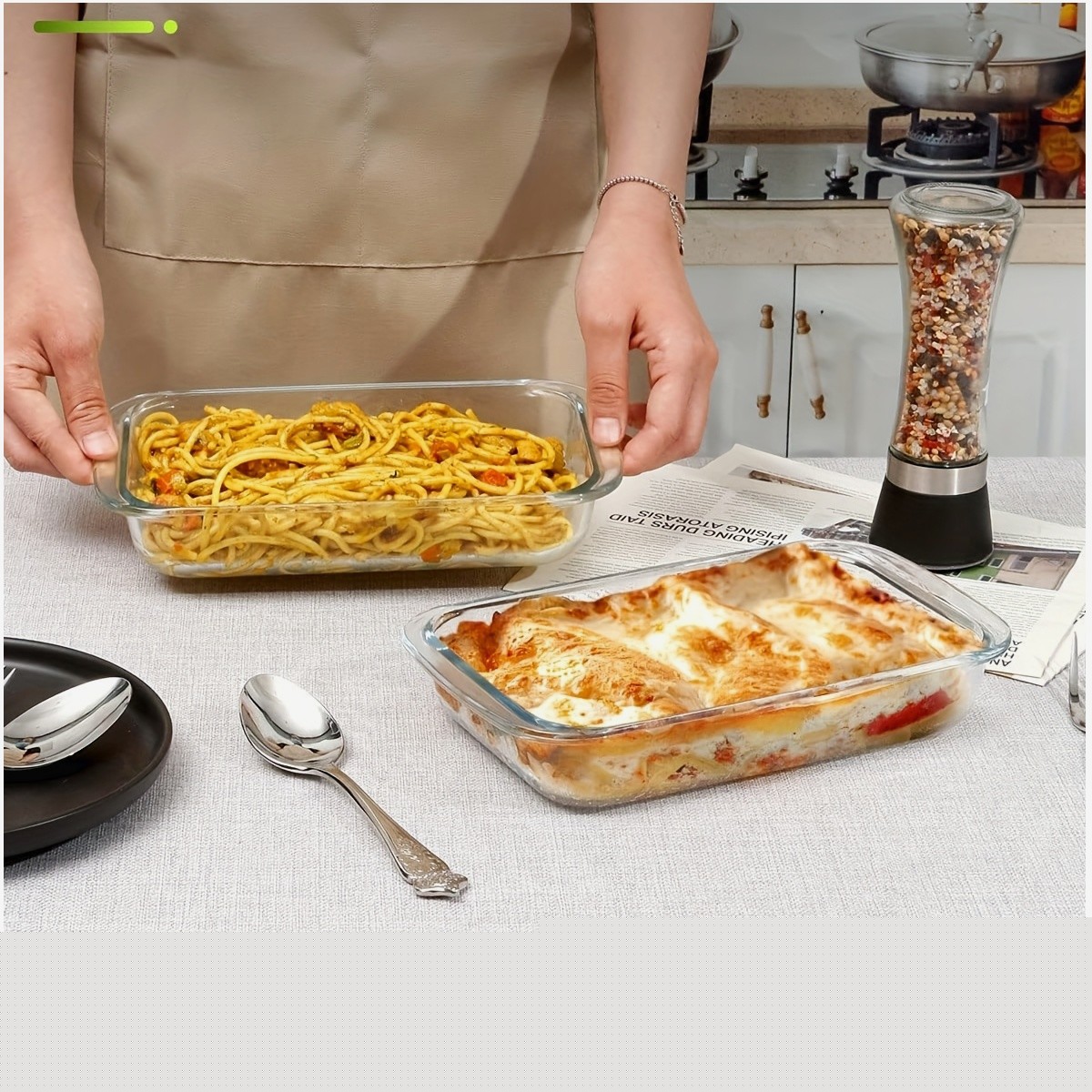 Meal Prep Noodles - 4-Piece Rectangular Deep Glass Baking Tray