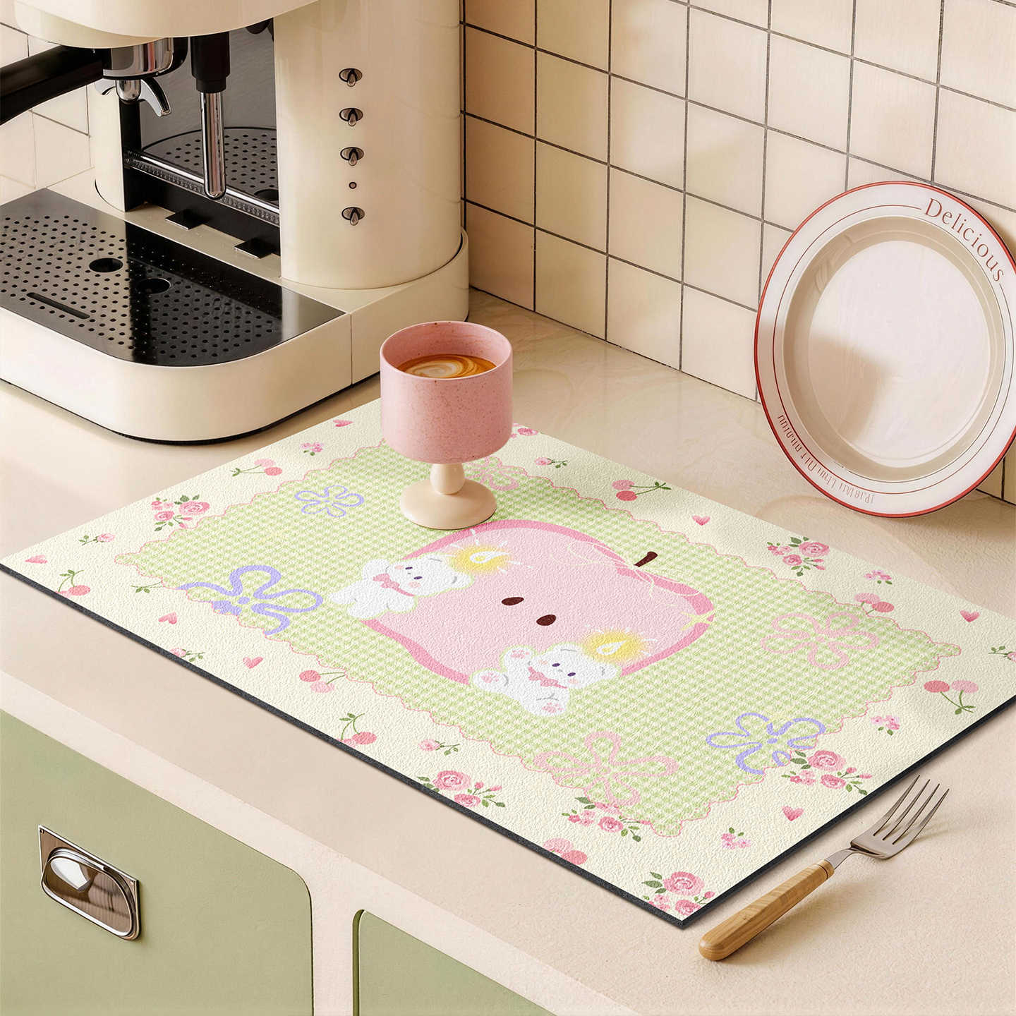 Food Prep Mat - VIKAMA Fresh Apple Bear Cartoon Kitchen