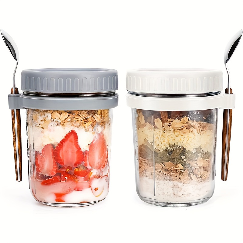1pc/2pcs Glass Oatmeal Cup, Ov - مراجعة Overnight Oat Jar وسعره