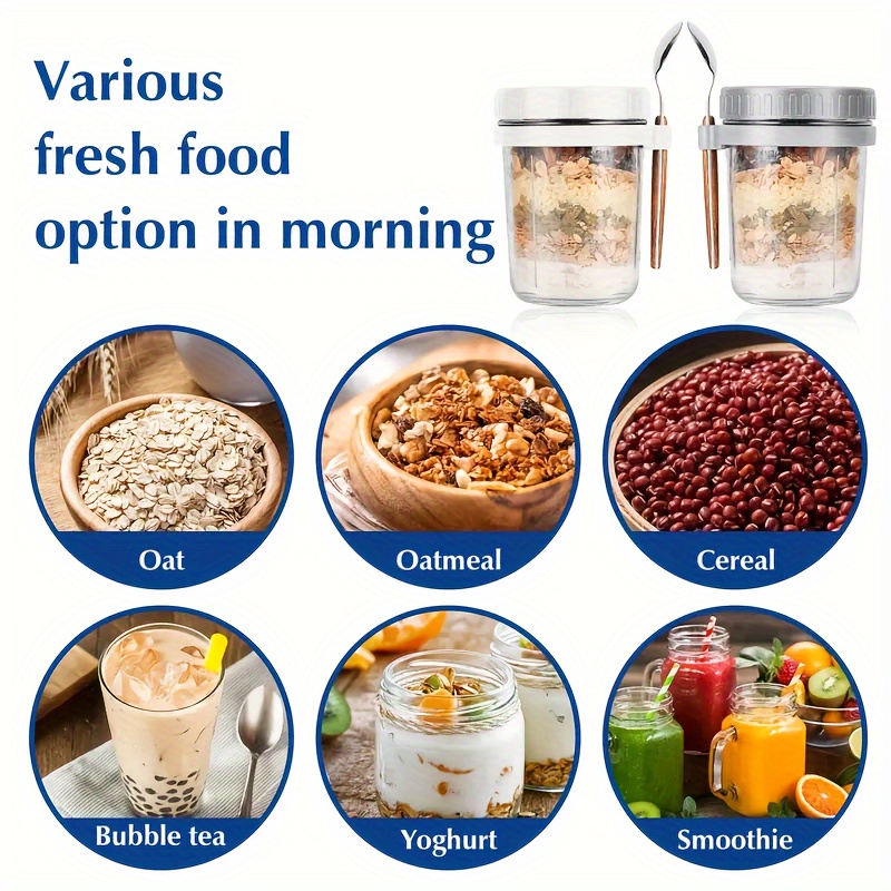 1pc/2pcs Glass Oatmeal Cup, Ov - مراجعة Overnight Oat Jar وسعره