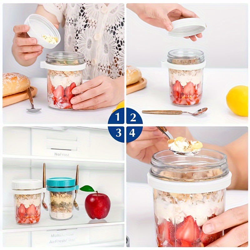 1pc/2pcs Glass Oatmeal Cup, Ov - مراجعة Overnight Oat Jar وسعره