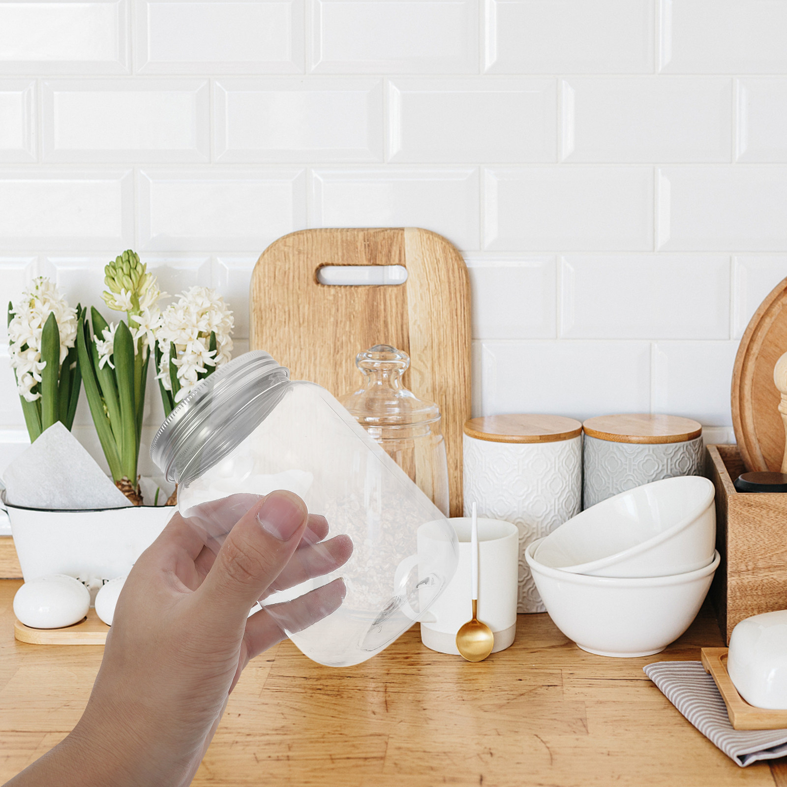 4Pcs Clear Plastic Jars with A - مراجعة Overnight Oat Jar وسعره