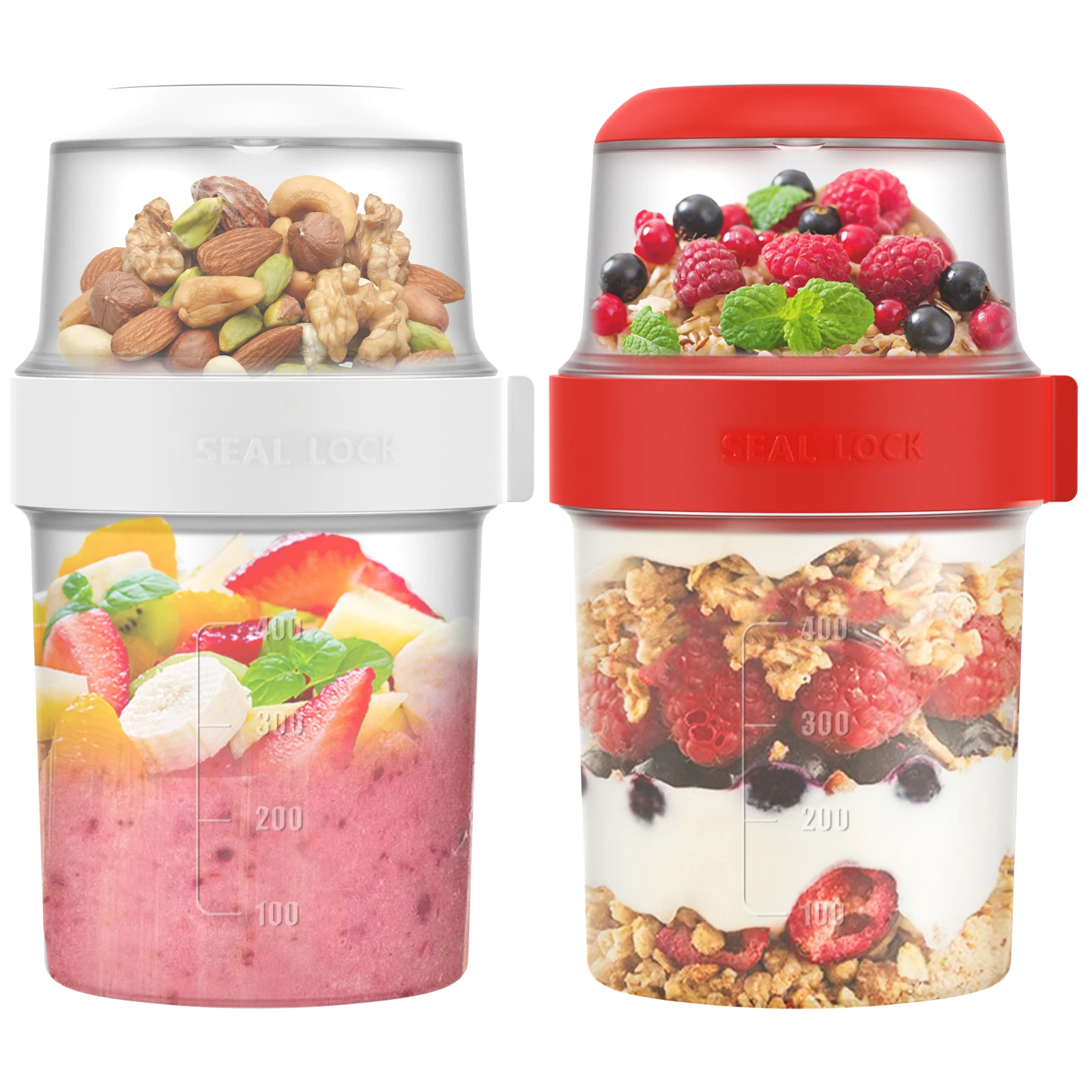 2Pcs Breakfast Cups Reusable T - مراجعة Overnight Oat Jar وسعره