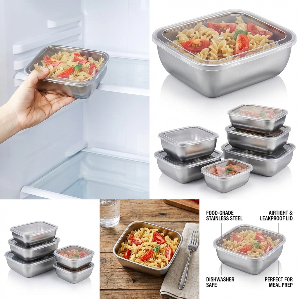 5PCS Stainless Steel Food Stor - مراجعة Meal Prep Ideas وسعره