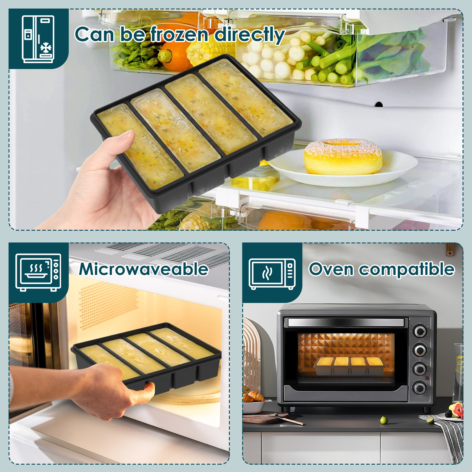 4 Pack Silicone Freezer Tray w - مراجعة Meal Prep Ideas وسعره