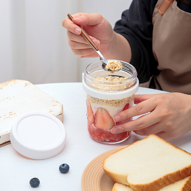 Glass Overnight Oats Jar with  - مراجعة Overnight Oat Jar وسعره