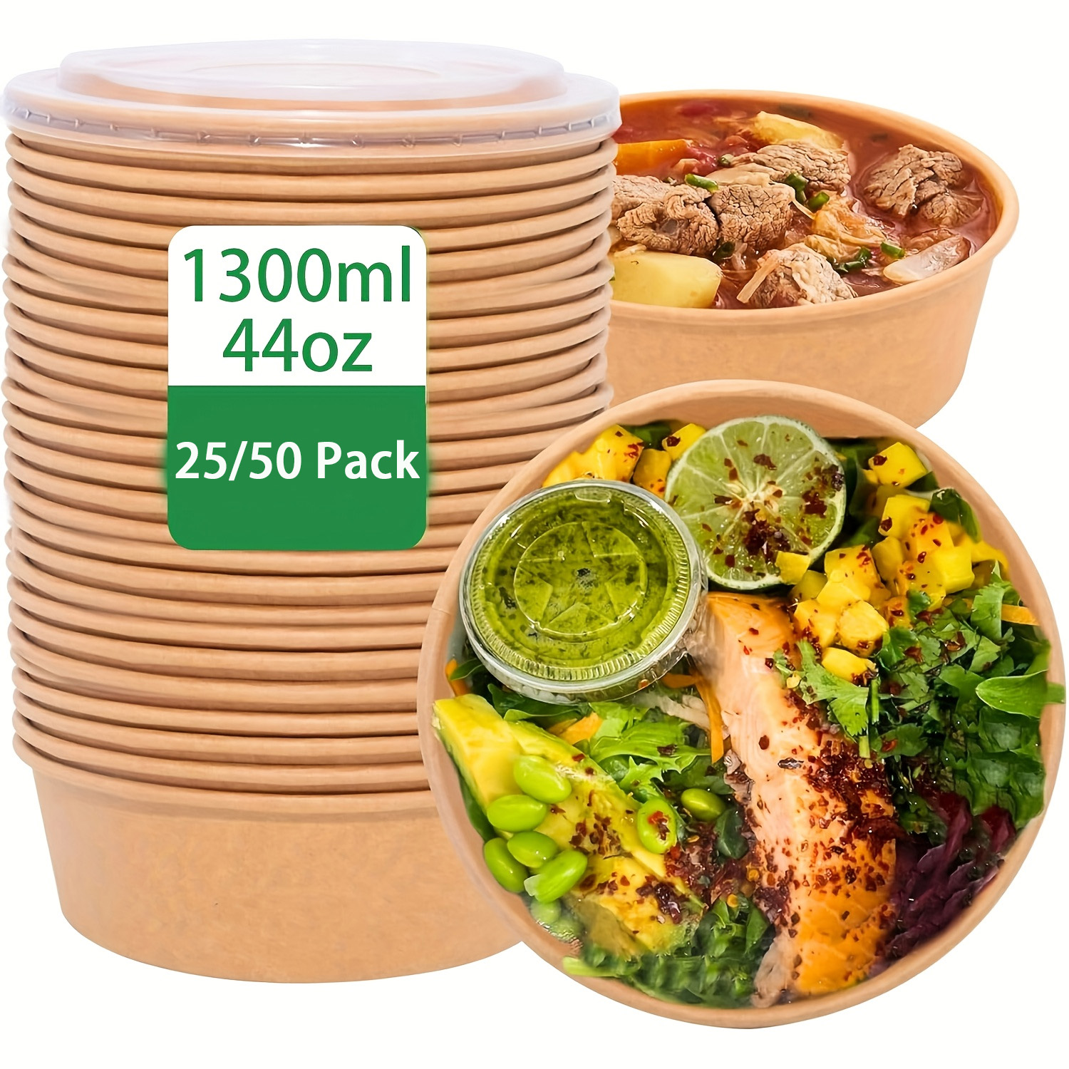 44Oz/1300Ml 25/50 Pack Paper B - مراجعة Meal Prep Ideas وسعره