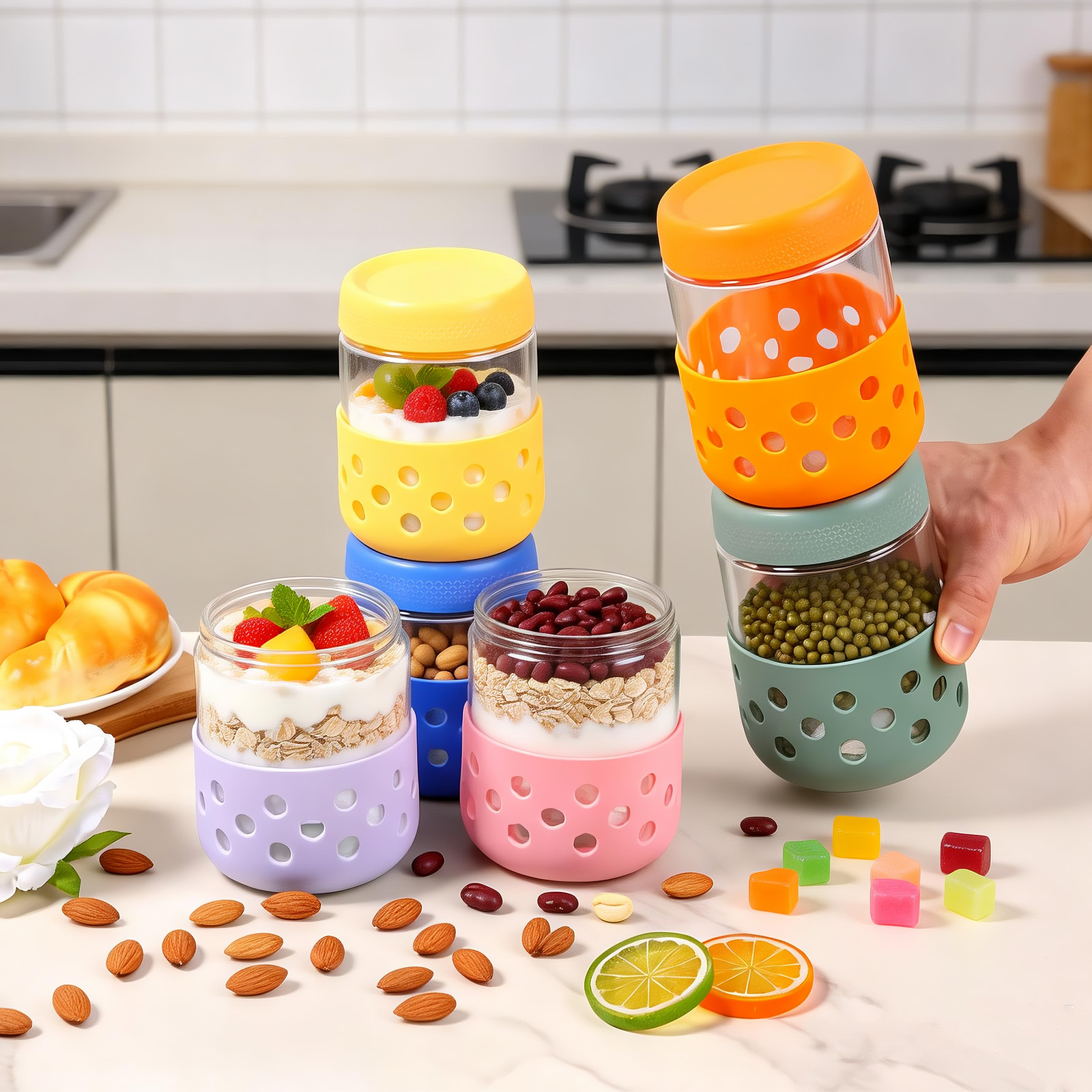 2/4/6 Pack 16.9oz Overnight Oa - مراجعة Overnight Oat Jar وسعره